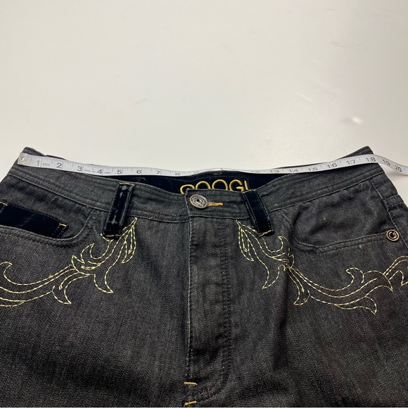 Coogi Baggy Denim‎ Short Black Hip Hop Y2K Mens Size 38 x 17 Embroidered Velvet - Picture 8 of 15